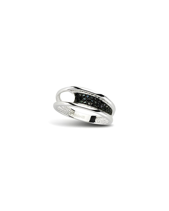 Ring aus Silber Zirkonia schwarz