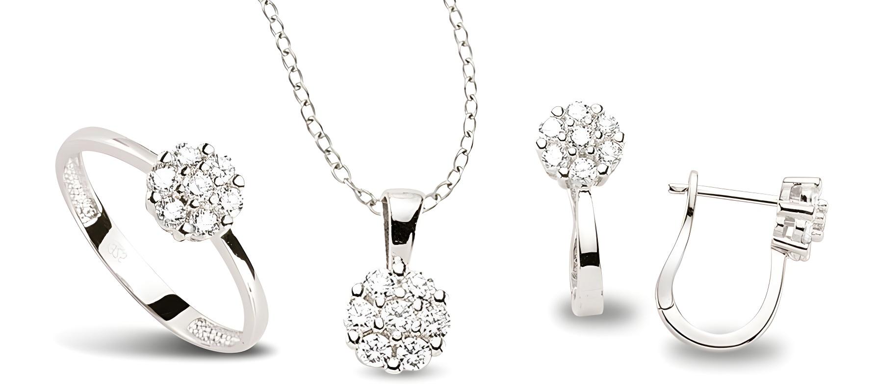 Schmuckset aus Silber Zirkonia weiss