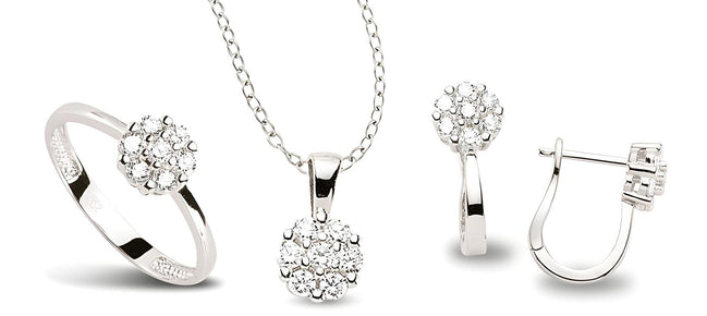 Schmuckset aus Silber Zirkonia weiss