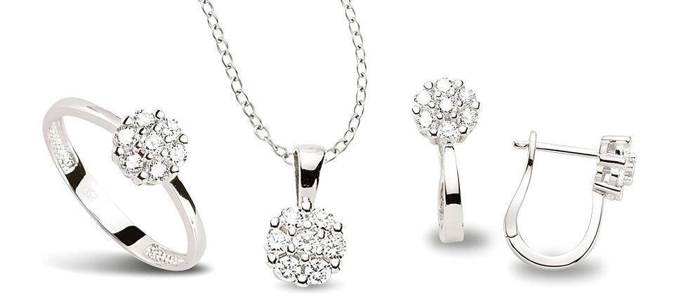 Schmuckset aus Silber Zirkonia weiss