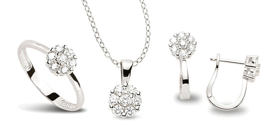Schmuckset aus Silber Zirkonia weiss