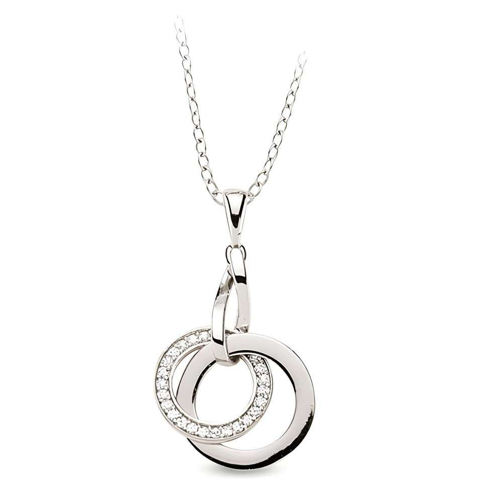 Runderanhänger und Kette aus Silber Zirkonia