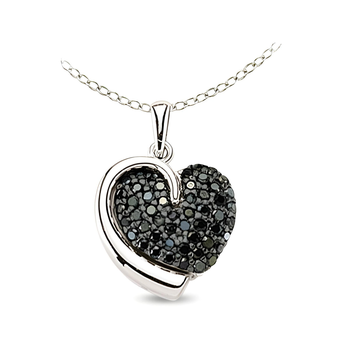 Herzanhänger Kette Silber Zirkonia schwarz