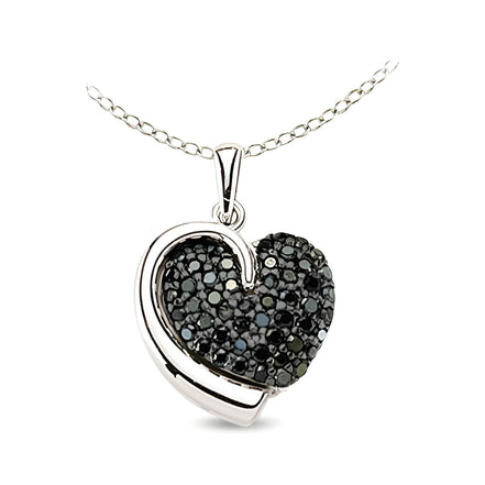 Herzanhänger Kette Silber Zirkonia schwarz