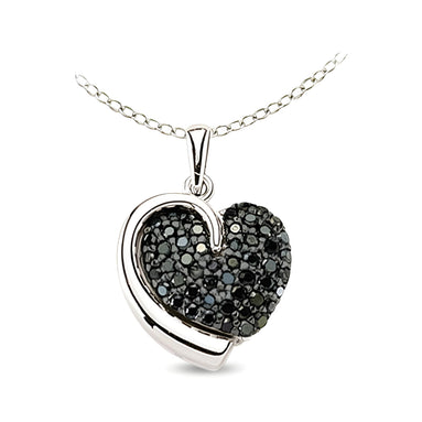 Herzanhänger Kette Silber Zirkonia schwarz