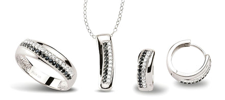 Schmuckset aus Silber Zirkonia schwarz weiss