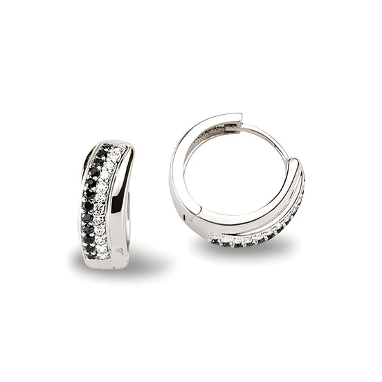 Creolen aus Silber Zirkonia schwarz weiss