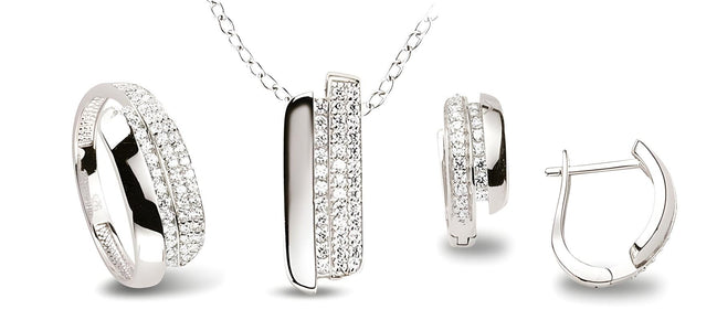 Schmuckset aus Silber Zirkonia weiss
