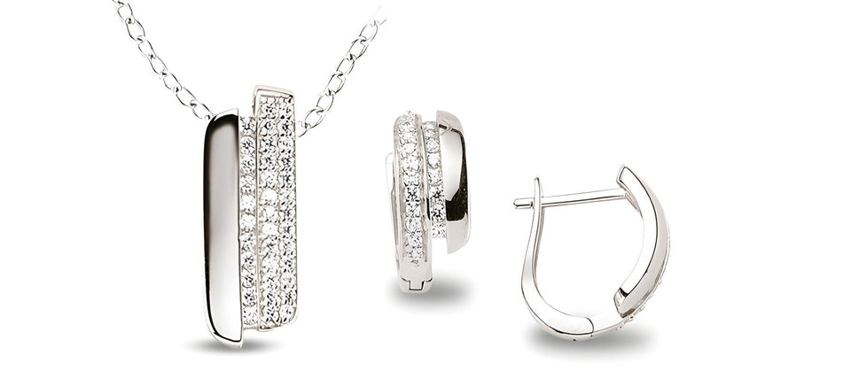 Zirkonia Schmuckset Silber weiss