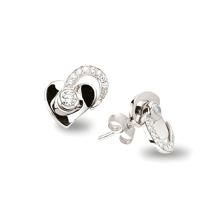 Herzohrstecker aus Silber Zirkonia weiss