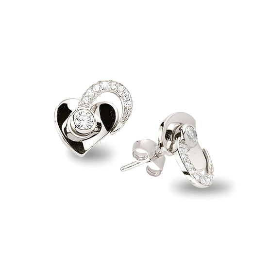 Herzohrstecker aus Silber Zirkonia weiss