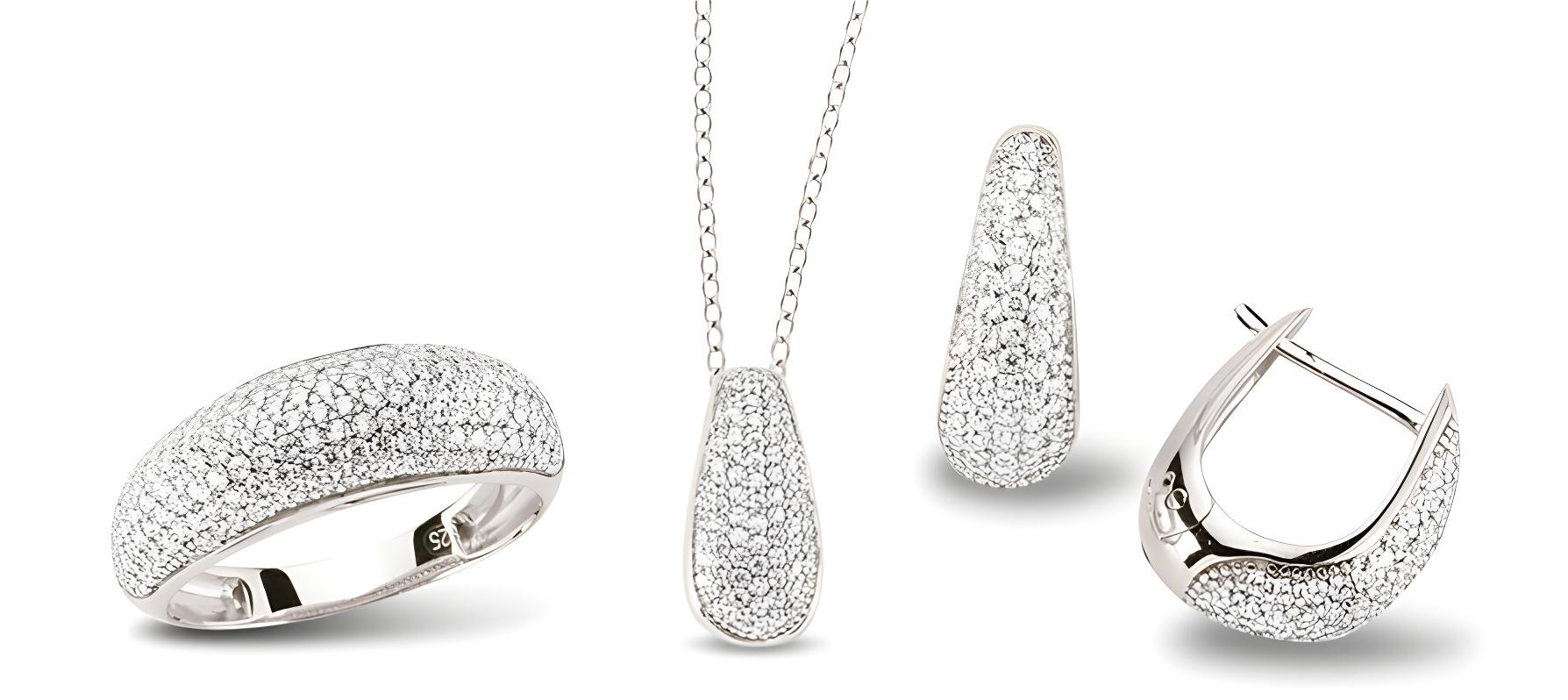 Schmuckset aus Silber Zirkonia weiss