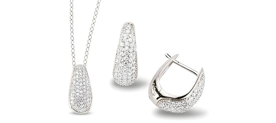 Zirkonia Schmuckset Silber weiss