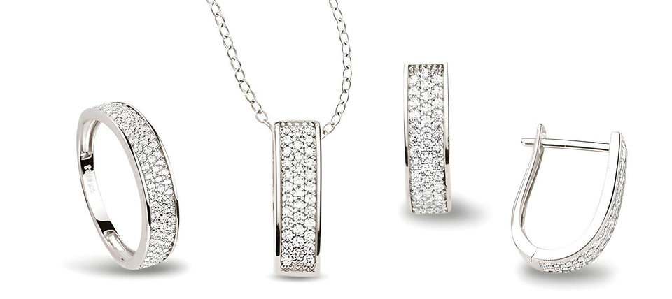 Schmuckset aus Silber Zirkonia weiss