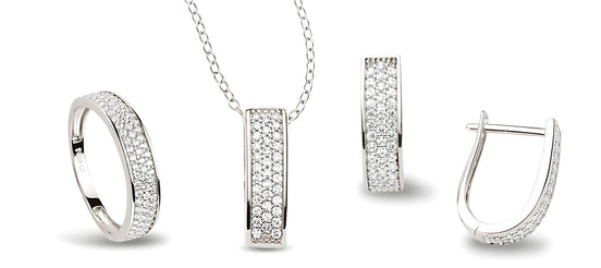 Schmuckset aus Silber Zirkonia weiss