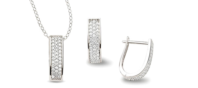 Zirkonia Schmuckset Silber weiss
