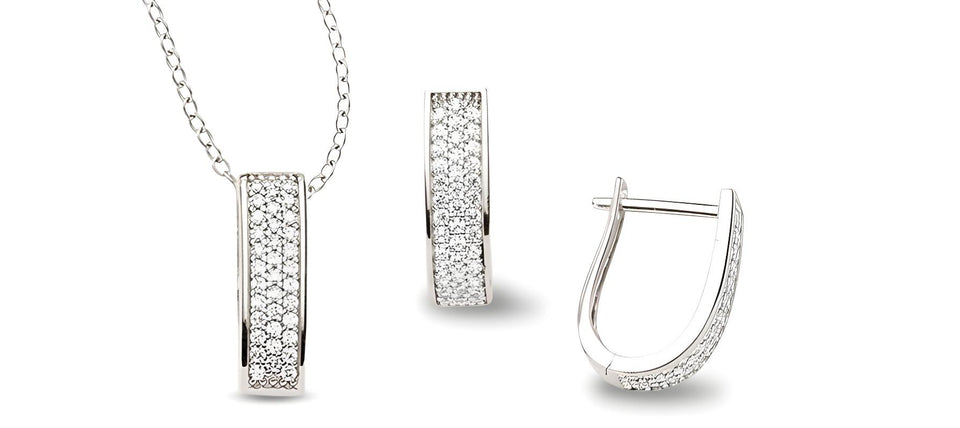 Zirkonia Schmuckset Silber weiss