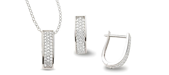 Zirkonia Schmuckset Silber weiss