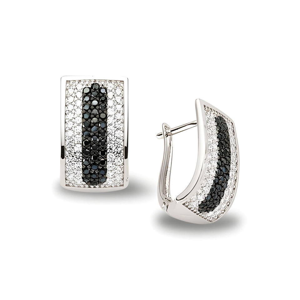 Creolen aus Silber Zirkonia schwarz weiss