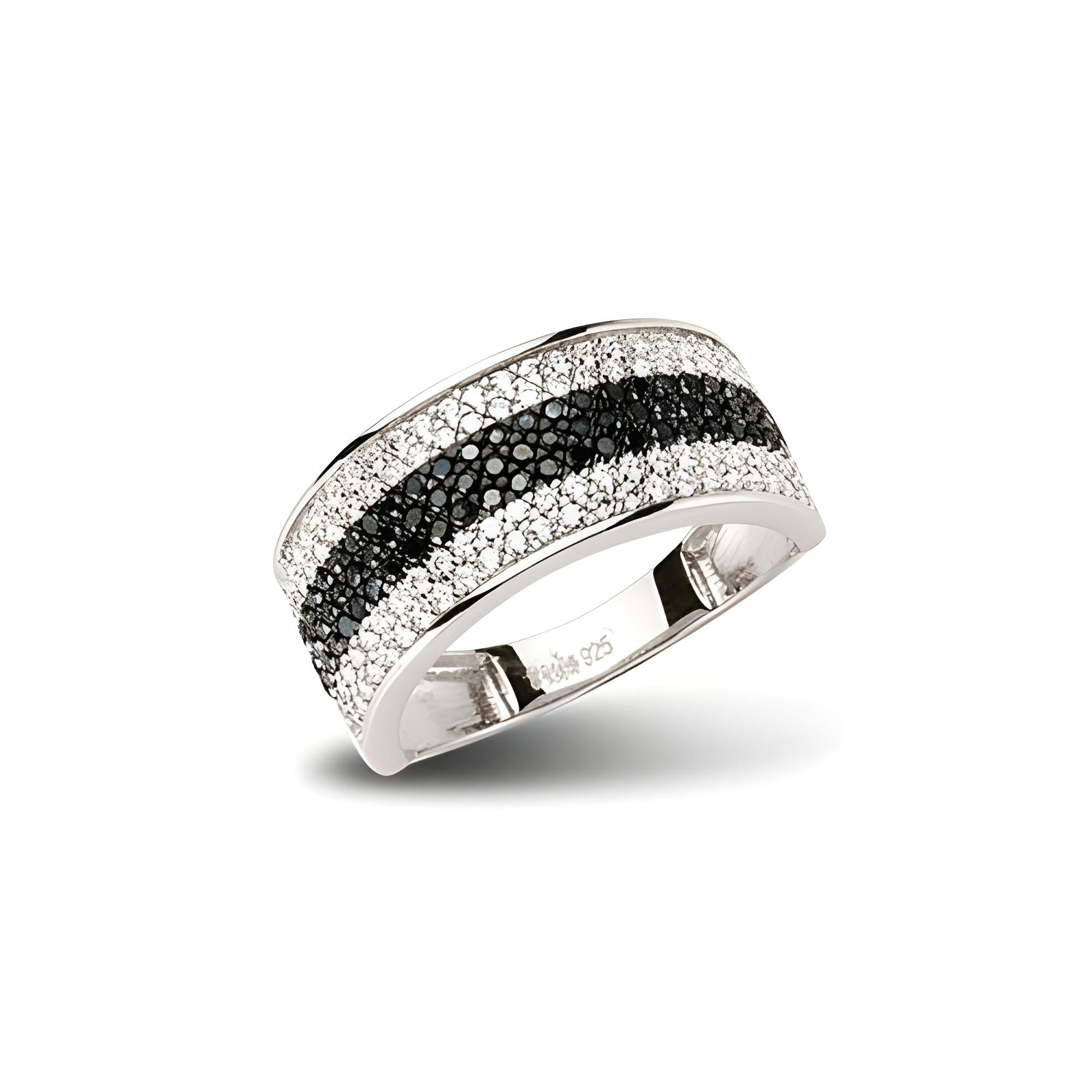 Schmuckset aus Silber Zirkonia schwarz weiss