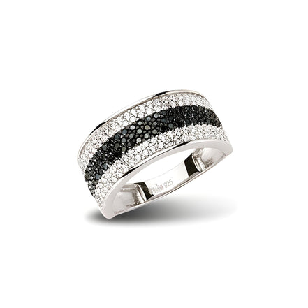 Schmuckset aus Silber Zirkonia schwarz weiss