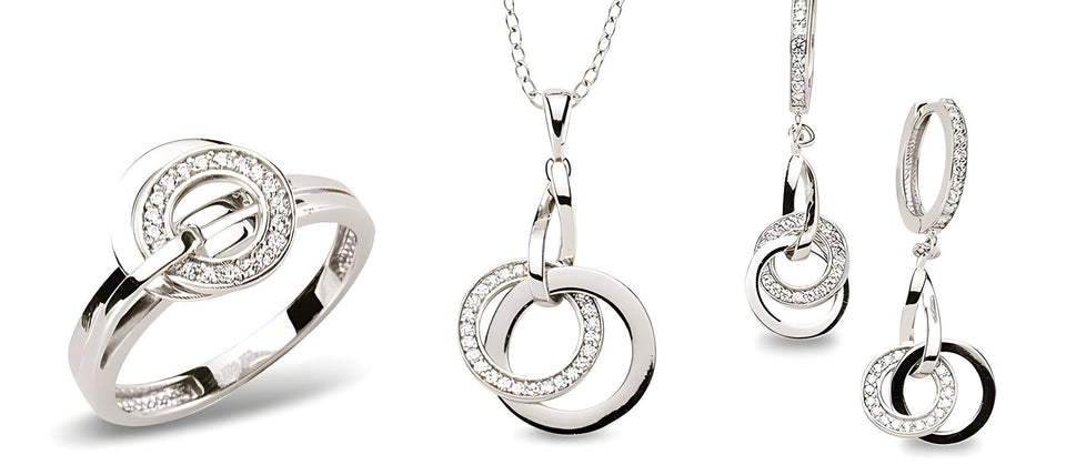 Schmuckset aus Silber Zirkonia weiss