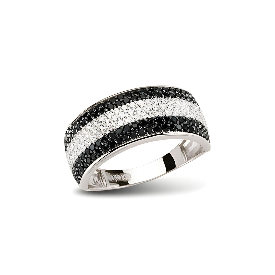 Ring aus Silber Zirkonia schwarz weiss