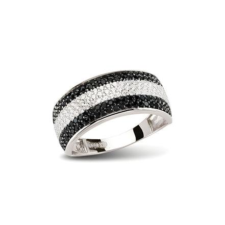 Ring aus Silber Zirkonia schwarz weiss