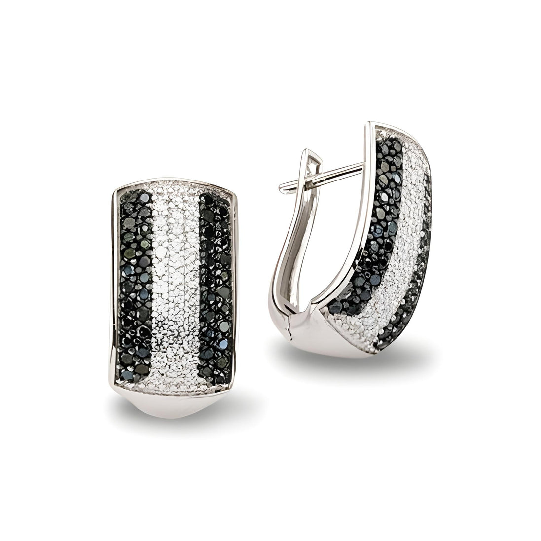 Creolen aus Silber Zirkonia schwarz weiss