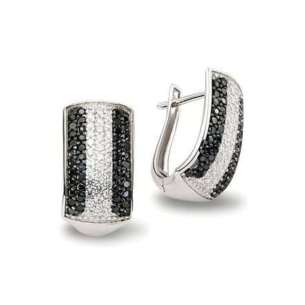 Creolen aus Silber Zirkonia schwarz weiss