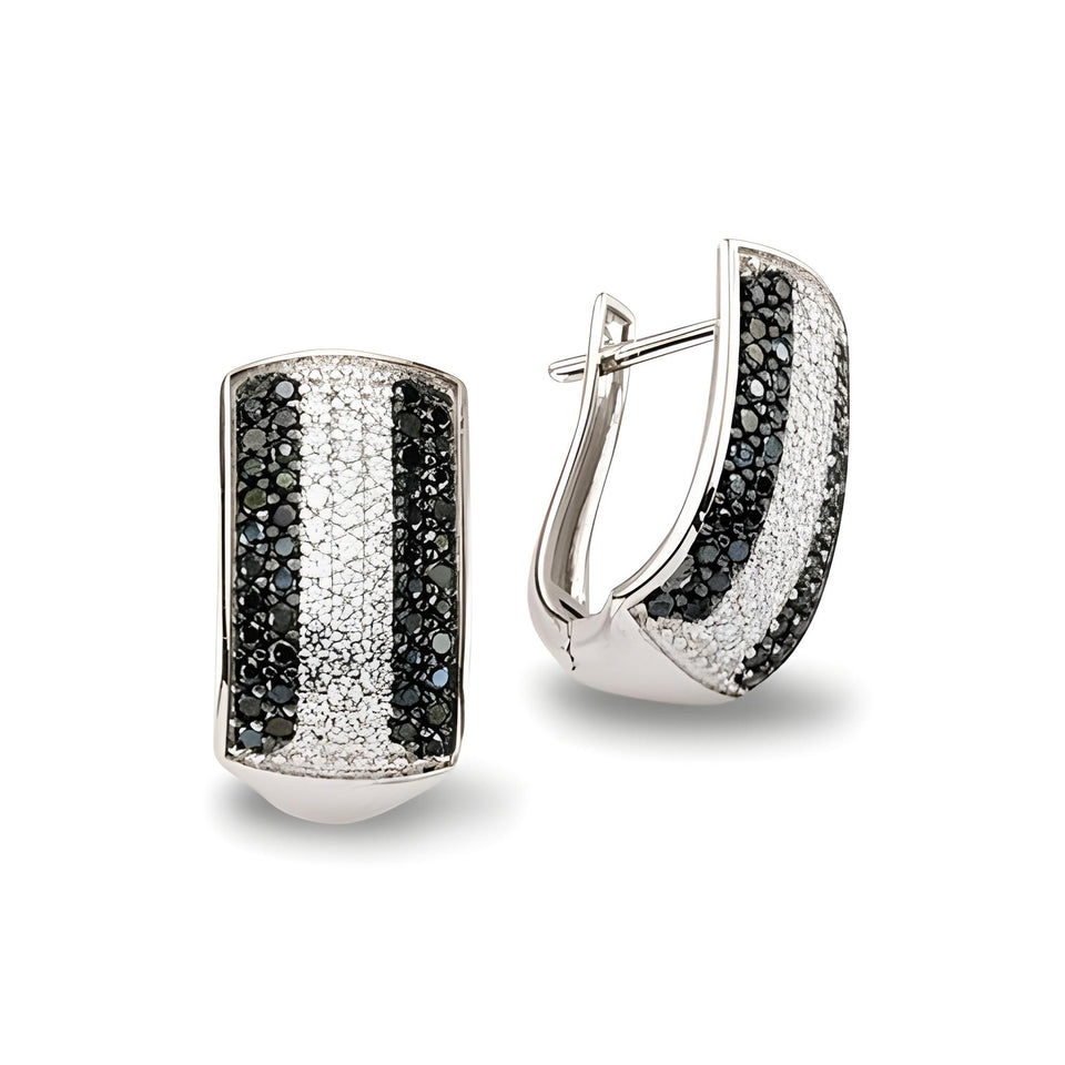 Creolen aus Silber Zirkonia schwarz weiss