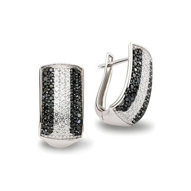 Creolen aus Silber Zirkonia schwarz weiss