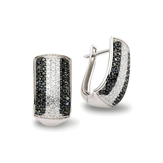 Creolen aus Silber Zirkonia schwarz weiss