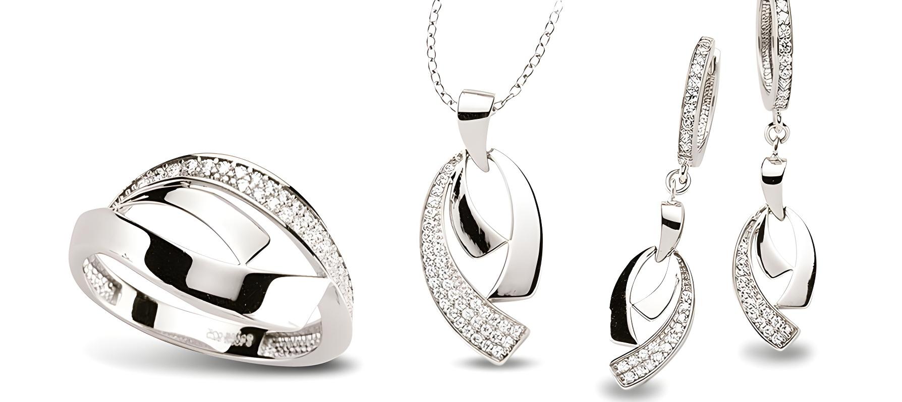 Schmuckset aus Silber Zirkonia weiss
