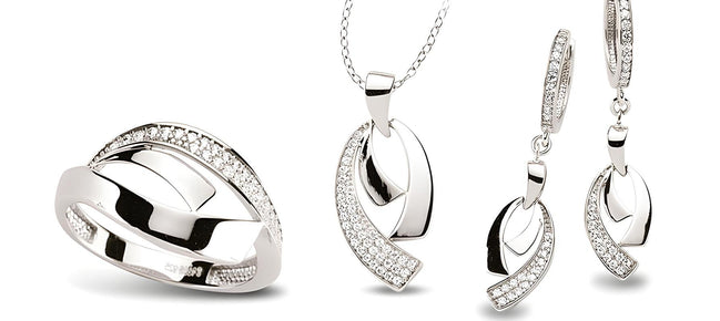 Schmuckset aus Silber Zirkonia weiss
