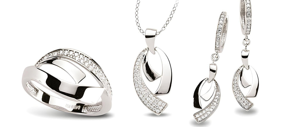 Schmuckset aus Silber Zirkonia weiss