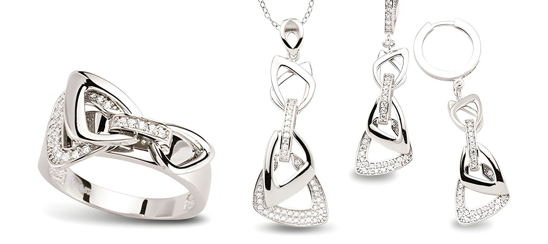 Schmuckset aus Silber Zirkonia weiss