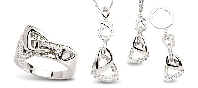 Schmuckset aus Silber Zirkonia weiss