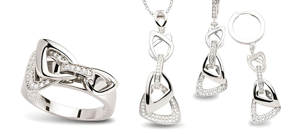 Schmuckset aus Silber Zirkonia weiss