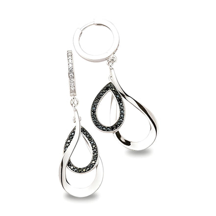 Ohrhaenger aus Silber Zirkonia schwarz weiss