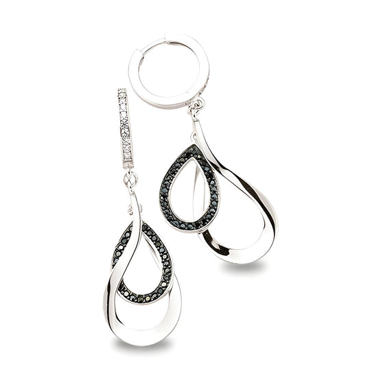 Ohrhaenger aus Silber Zirkonia schwarz weiss