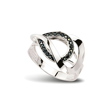 Ring aus Silber Zirkonia schwarz