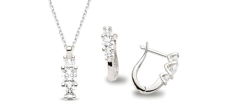Schmuckset aus Silber Zirkonia weiss