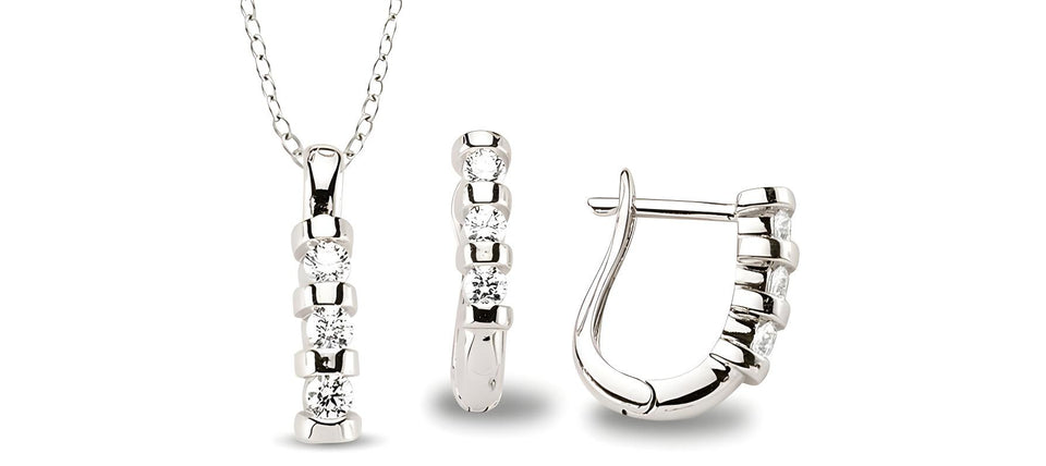 Schmuckset aus Silber Zirkonia weiss