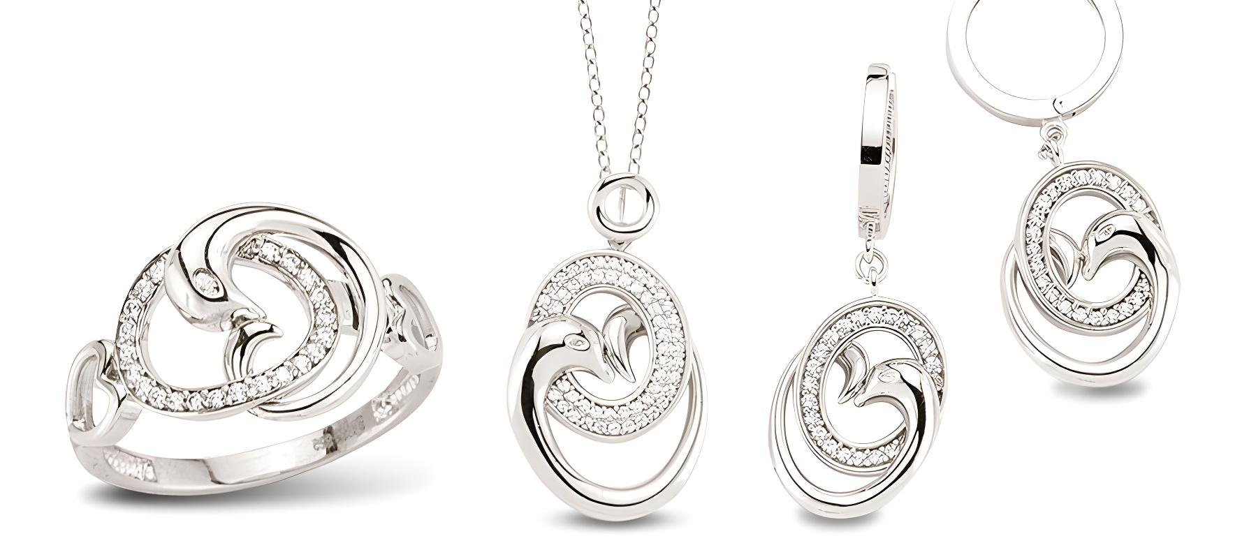 Schmuckset aus Silber Zirkonia weiss