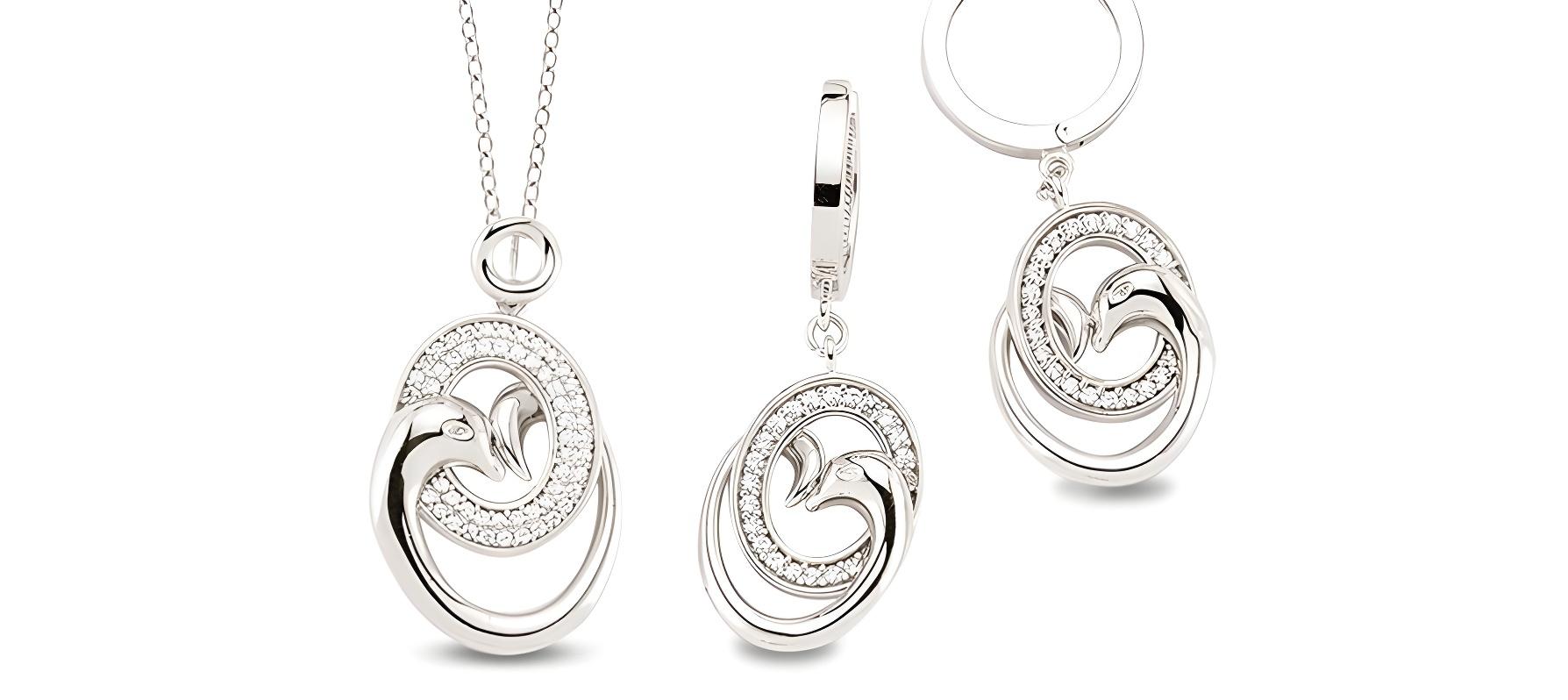 Schmuckset aus Silber Zirkonia weiss