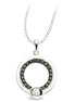 Runderanhaenger und Kette aus Silber Zirkonia schwarz weiss