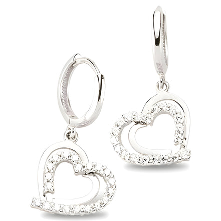 Herzohrhaenger aus Silber Zirkonia weiss