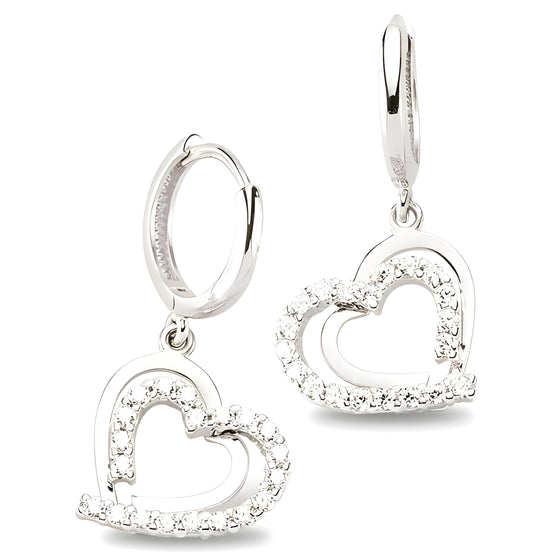 Herzohrhaenger aus Silber Zirkonia weiss