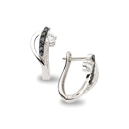 Creolen aus Silber Zirkonia schwarz weiss